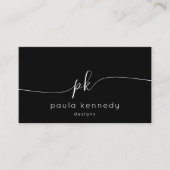 Moderne Minimaal Elegant Zwart Monogram QR Code Visitekaartje (Voorkant)