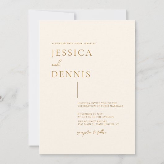 Moderne minimaal elegante script koper bruiloft kaart (Voorkant)