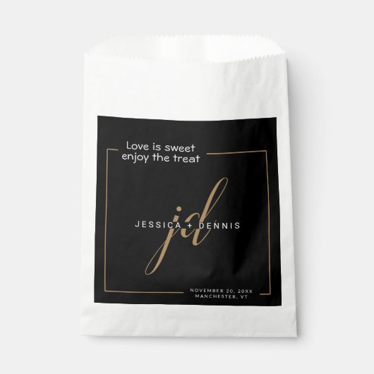 Moderne minimaal elegante script monogram bruiloft bedankzakje (Voorkant)