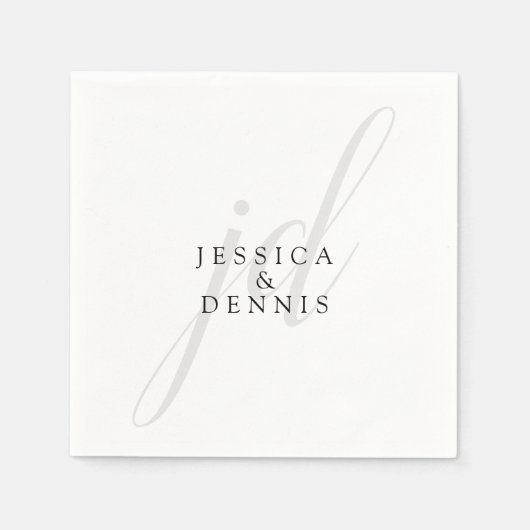 Moderne minimaal elegante script monogram bruiloft servet (Voorkant)