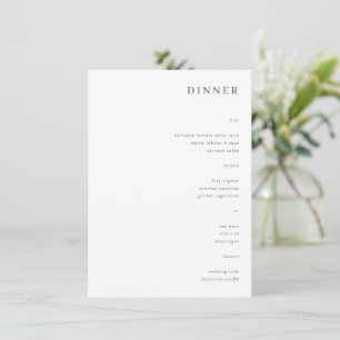 Moderne Minimaal Esthetisch Trouwdiner Menu Kaart