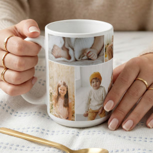 Moderne Minimaal Familie 8 Foto Collage Aandenken Koffiemok