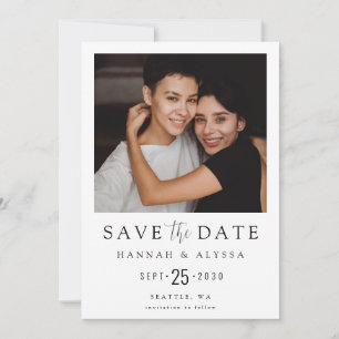 Moderne Minimaal Foto LGBTQ Trouwkaart Datum Bespa Save The Date