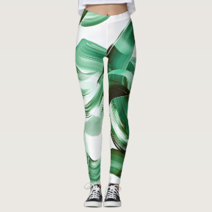 Moderne Minimaal Groene Kwaststreken Abstract Leggings