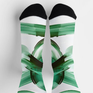 Moderne Minimaal Groene Kwaststreken Abstract Sokken