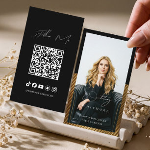 Moderne Minimaal Luxe Sociale Invloed QR Code Visitekaartje