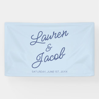 Moderne Minimaal Minimalistische Blauwe Bruiloft Spandoek