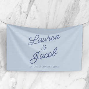 Moderne Minimaal Minimalistische Blauwe Bruiloft Spandoek