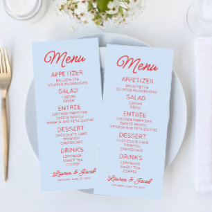 Moderne Minimaal Minimalistische Blauwe en Rode Hu Menu