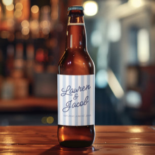Moderne Minimaal Minimalistische Blauwe Strepen Br Bier Etiket