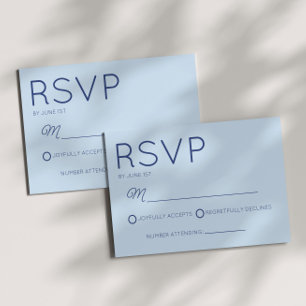Moderne Minimaal Minimalistische Blauwe Trouw RSVP Kaartje