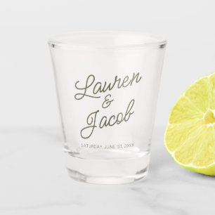 Moderne Minimaal Minimalistische Groene Bruiloft Shot Glas