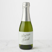 Moderne Minimaal Minimalistische Groene Trouw Mini Sparkling Wijnetiket (Voorkant)