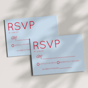 Moderne Minimaal Minimalistische Rode Blauwe Trouw RSVP Kaartje