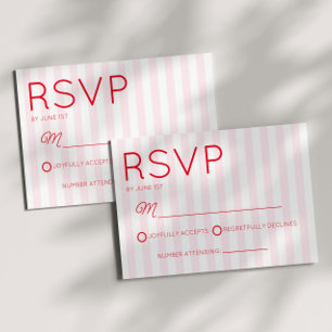 Moderne Minimaal Minimalistische Rode Roze Strepen RSVP Kaartje
