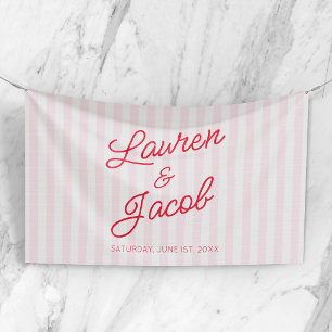 Moderne Minimaal Minimalistische Roze Strepen Rode Spandoek