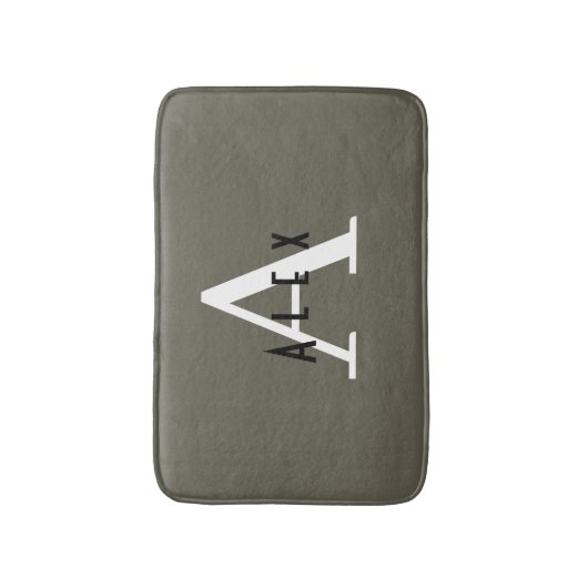 Moderne minimaal monogram naam + Initiaal Badmat (Voorkant Verticaal)