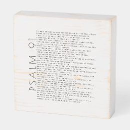 Moderne Minimaal Psalm 91 Christelijk Wit Rustiek Houten Kist Print