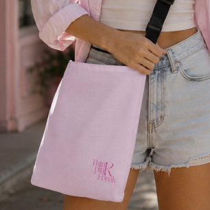 Moderne Minimaal Roze Monogram Denk Roze Freak Crossbody Tas