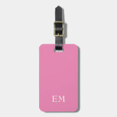 Moderne minimaal roze monogram Initialen Bagagelabel (Voorkant verticaal)