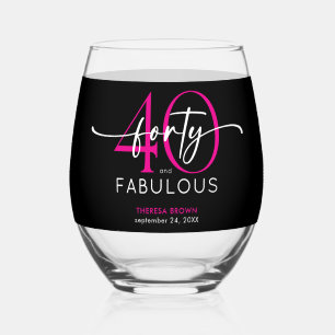 Moderne Minimaal Roze Veertig Fabulous Script Verj Wijnglas Zonder Voet