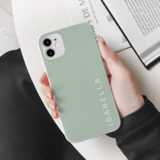 Moderne Minimaal Saliegroen Gepersonaliseerde Naam iPhone 15 Pro Max Hoesje