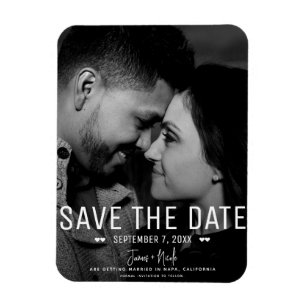 Moderne Minimaal Save the Date Trouwfoto Magneet