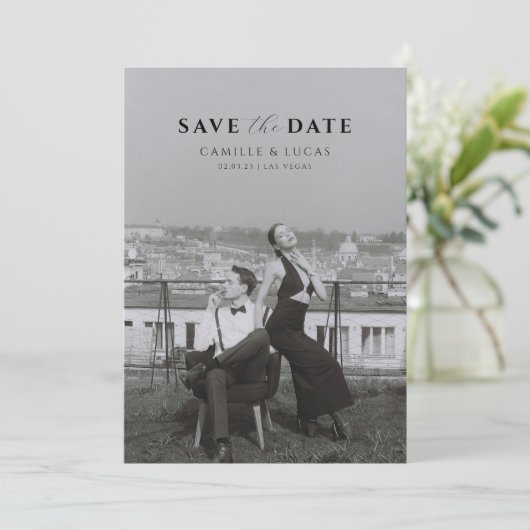 Moderne Minimaal Save the Date Uitnodiging (Staand voorkant)