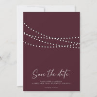 Moderne Minimaal Snoer Lichtjes Foto Save the Date
