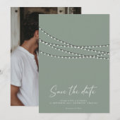 Moderne Minimaal String Licht Foto Bewaar de Datum Save The Date (Voorkant / Achterkant)