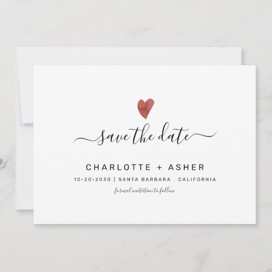 Moderne Minimaal Typografie En Hart Save The Date (Voorkant)