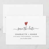 Moderne Minimaal Typografie En Hart Save The Date (Voorkant / Achterkant)