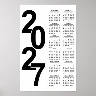 Moderne Minimaal Typografisch Elegante 2027 Agenda Poster