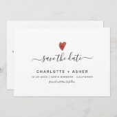 Moderne Minimaal Typography En Hart Save The Date (Voorkant / Achterkant)