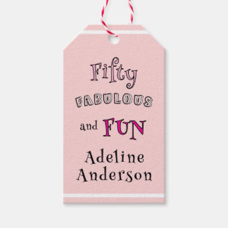 Moderne Minimaal Vijftig Fabulous Roze 50e Verjaar Cadeaulabel