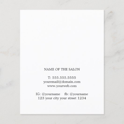 Moderne Minimaal Witte Roos Salon Prijslijst Flyer (Achterkant)