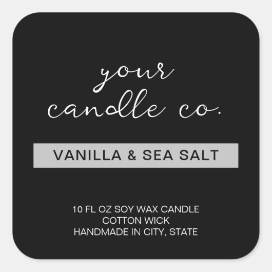 Moderne Minimaal Zwarte Kaars Label (Voorkant)