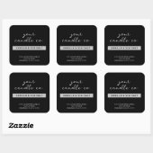 Moderne Minimaal Zwarte Kaarslabel Vierkante Sticker (Vel)