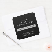 Moderne Minimaal Zwarte Kaarslabel Vierkante Sticker (Envelop)