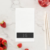 Moderne Minimaal Zwarte Witte Trouw Monogram Servet (Insitu)