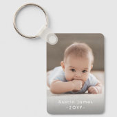 Moderne Minimal 2 foto Witte tekst Overlay Keepsak Sleutelhanger (Voorkant)