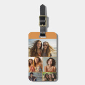 Moderne Minimal 5 Fotocollage met Contactgegevens Bagagelabel (Voorkant verticaal)