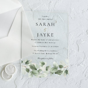 Moderne Minimal All Seasons Greenery Wedding Acryl Uitnodigingen