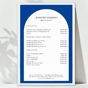 Moderne Minimal Arch Blue Salon prijslijst Poster