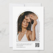 Moderne Minimal Black Arch QR Code Trouwfoto Kaart (Achterkant)
