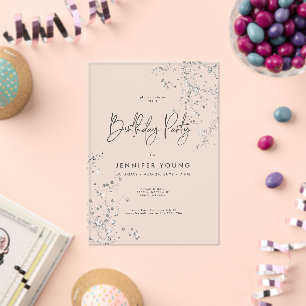 Moderne Minimal Black White Glam Diamonds Verjaard Acryl Uitnodigingen