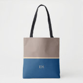 Moderne minimal blue monogram Initialen Draagtas (Voorkant)
