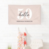 Moderne Minimal Blush Pink Typografie 50ste verjaa Spandoek (Insitu)