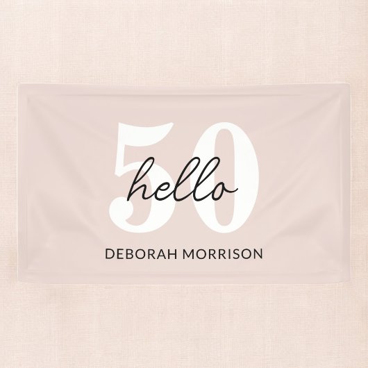 Moderne Minimal Blush Pink Typografie 50ste verjaa Spandoek