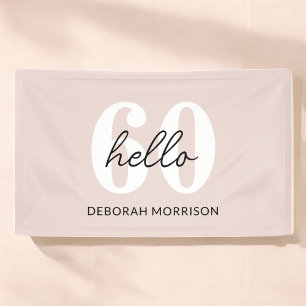 Moderne Minimal Blush Pink Typografie 60ste verjaa Spandoek